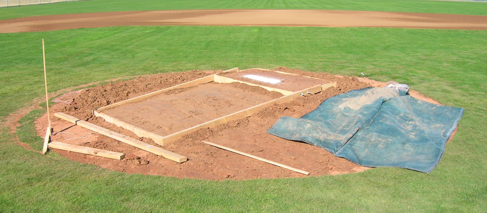 Pitching Mound Under Construction with Mound Clay Alternative